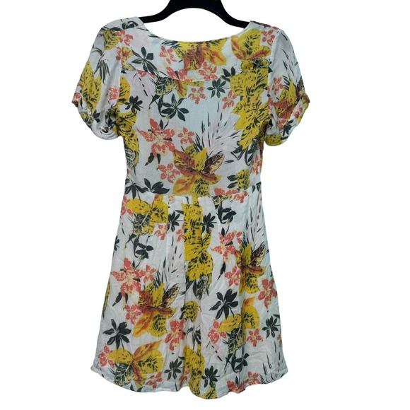 Free People 4 Tropical Floral Boho Cutout Tie Front Part Time Lover Mini Dress - Picture 6 of 11
